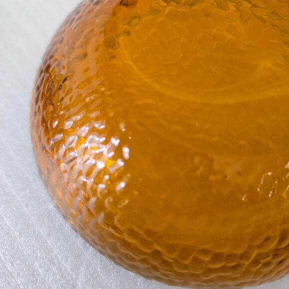 Vintage Amber Glass Dishes Set of 2 3.75" Diameter Textured Finish - Picture 6 of 10